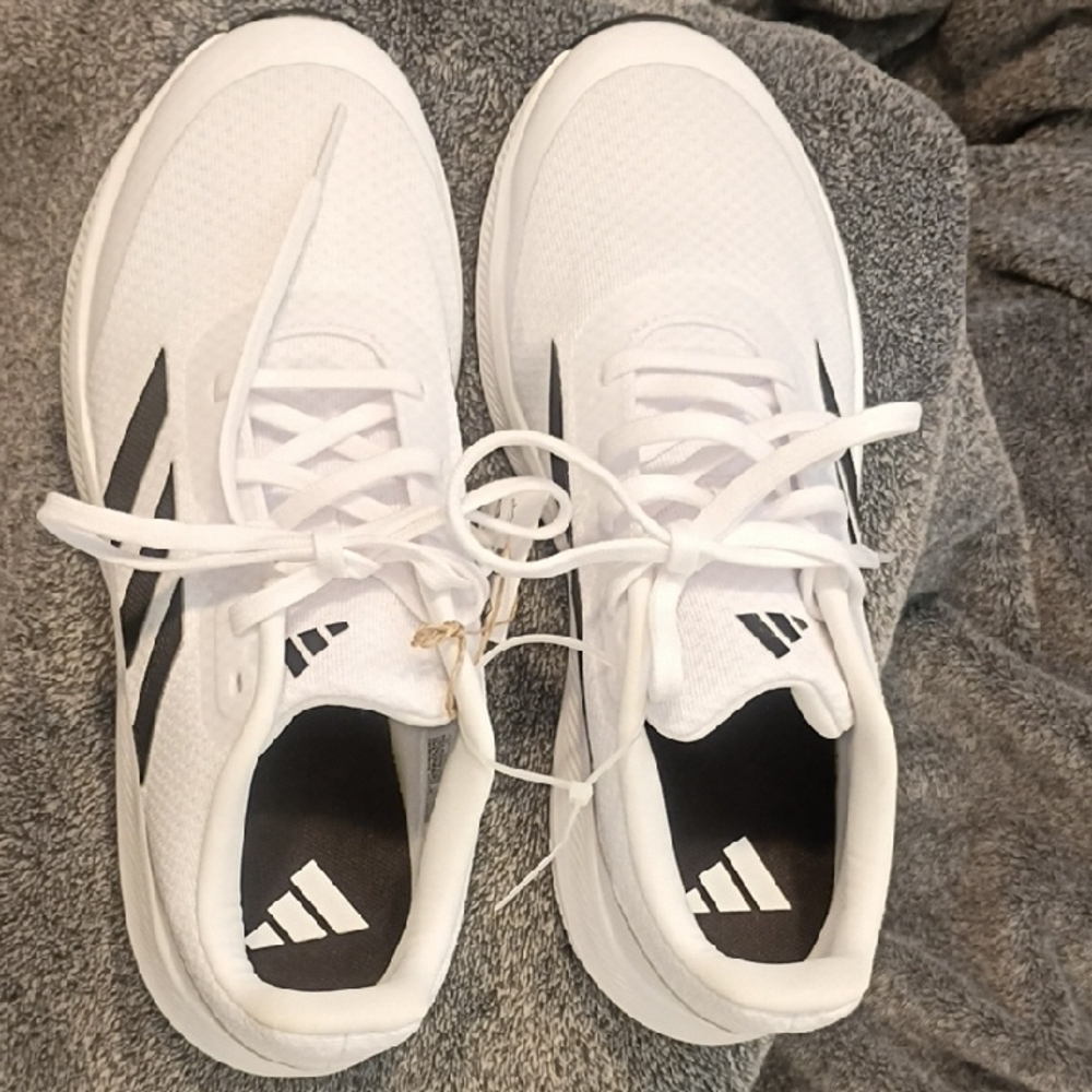 Adidas White Mesh Sneakers with Black Stripes - Picture 2 of 4